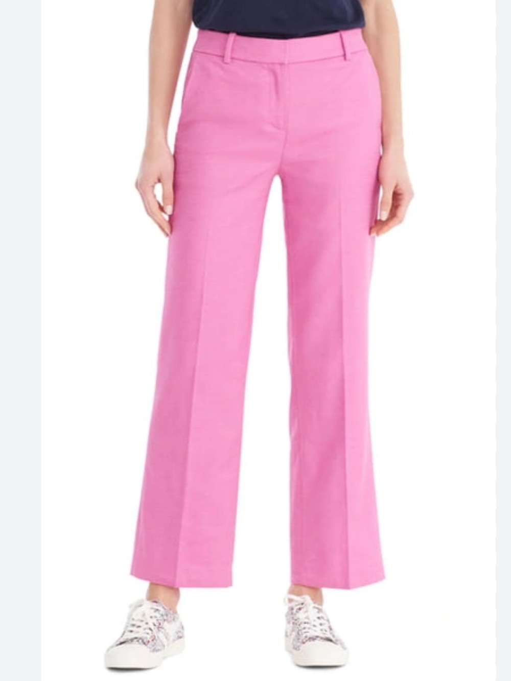 J Crew Peyton Linen Blend Wide Leg Pants In Vivid Fuchsia